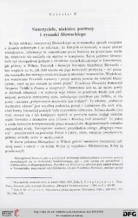 Rozdział II:Nauczyciele, niektóre portrety i rysunki Słowackiego