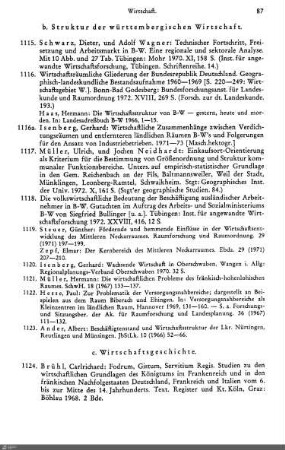 b. Struktur der württembergischen Wirtschaft