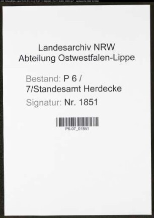 Heiratsregister Standesamt Herdecke