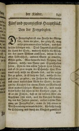 Fünf und zwanzigstes Hauptstück. Von der Freygiebigkeit.