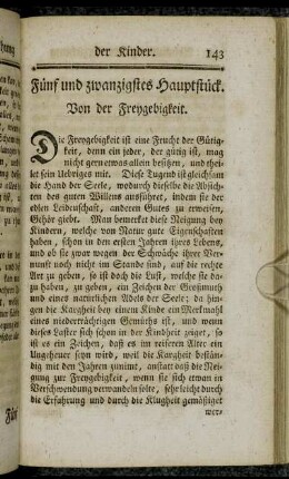 Fünf und zwanzigstes Hauptstück. Von der Freygiebigkeit.