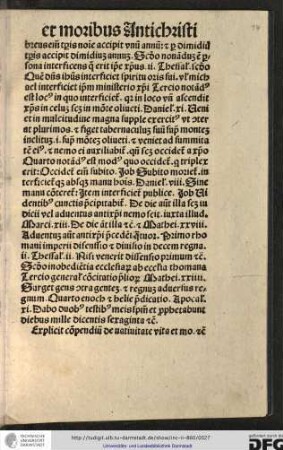 Explicit compendium de nativitate, vita et moribus etc.