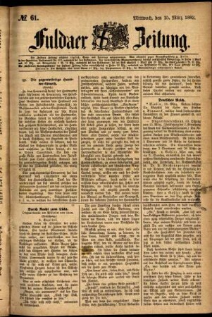 Ausgabe vom Mittwoch, den 15. März 1882.
