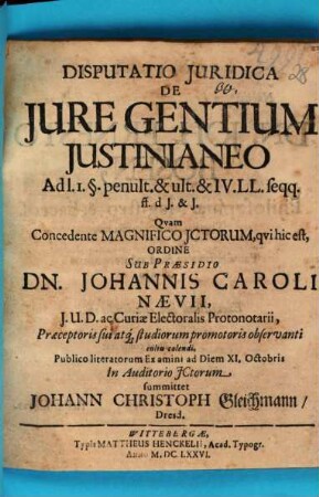 Disputatio juridica de jure gentium Justinianeo