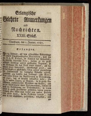 XXIII. Stück. Dienstags, den 5. Junius. 1787.