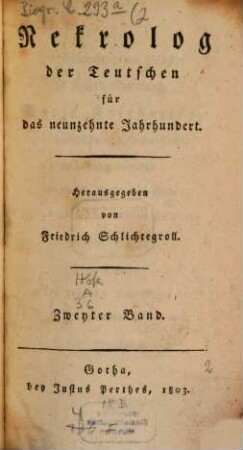 Nekrolog der Teutschen für das neunzehnte Jahrhundert. 2, 2. 1803