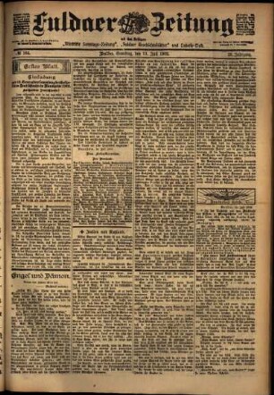 Erste Ausgabe vom Samstag, den 19. Juli 1902.