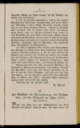 II. Zur Geschichte der Wollgewinnung, des Wollhandels, und der Wollpreise im Jahre 1834