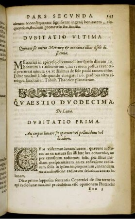 Quaestio Duodecima, De Luna.