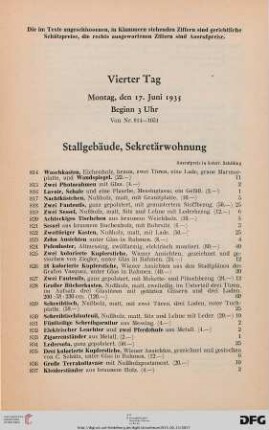 Vierter Tag: Montag, den 17. Juni 1935, Beginn 3 Uhr
