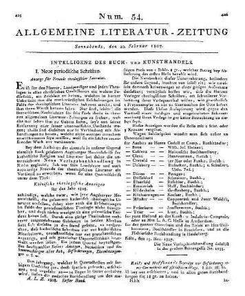 Intelligenz des Buch- und Kunsthandels