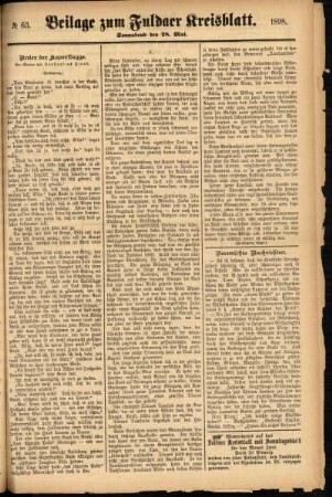Zweite Ausgabe vom Samstag, den 28. Mai 1898.