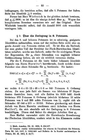 § 9. Über die Zerlegung in 8. Potenzen.