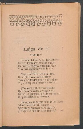 Lejos de tí : (Canción)