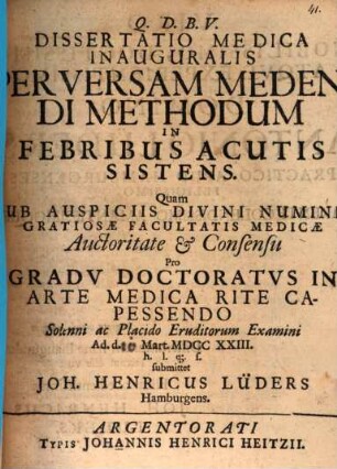 Diss. med. inaug. perversam medendi methodum in febribus acutis sistens