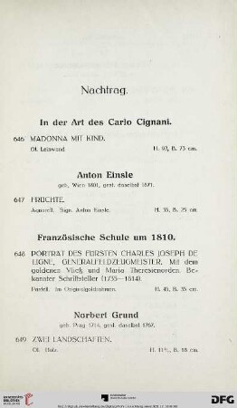 Nachtrag (Nr. 646-664)