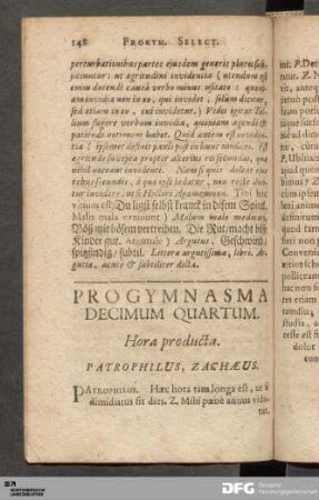 Progymnasma Decimum Quartum. Hora producta.