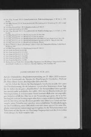 Jahresbericht für 2001