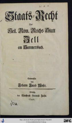 Staats-Recht des Heil. Röm. Reichs Statt Zell am Hammersbach
