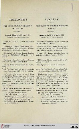 Vorstands-Sitzung vom 18. Januar 1893 / Séance du Comité du 18 janvier 1893