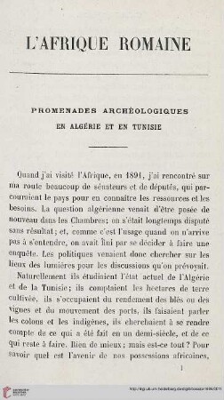 Promenades archéologiques en Algerie et en Tunisie