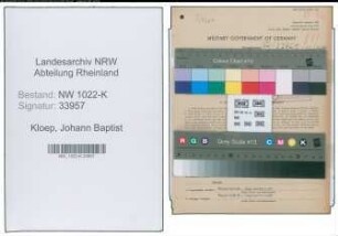 Entnazifizierung Johann Baptist Kloep , geb. 24.03.1898 (Zollinspektor)