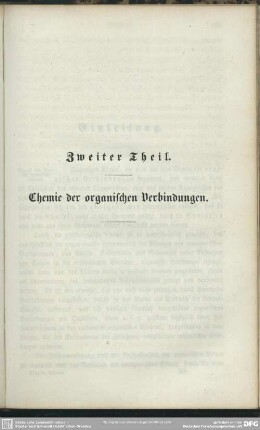 Zweiter Theil. Chemie der organischen Verbindungen