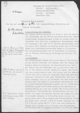 Zillhausen-Streichen: Pfarrbericht 1947
