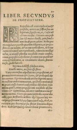 Liber Secundus De Propositione.
