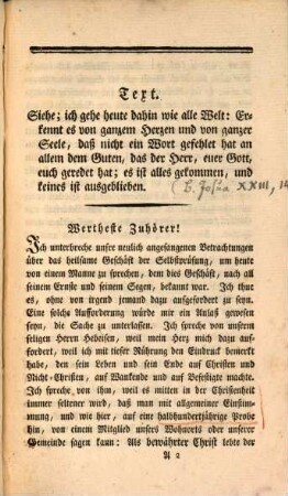 Das Bild des frommen Mannes : Gedächtniß-Rede auf Herrn Johann Georg Hebeisen ; vor dieser Gemeinde in der Amt-Predigt gesprochen den 12 Hornung 1804