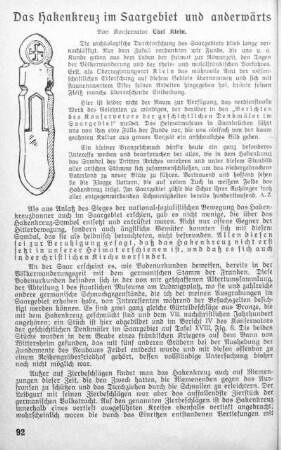 Das Hakenkreuz im Saargebiet und anderwärts