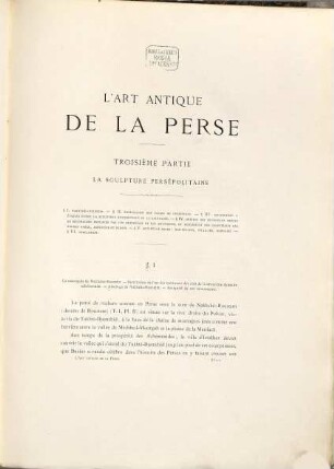L'art antique de la Perse, Achéménides, Parthes, Sassanides par Marcel Dieulafoy, 3. La sculpture Persépolitaine