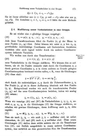 § 4. Einführung neuer Veränderlicher in eine Gruppe.