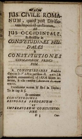 Ius Civile Romanum, quod post Divisionem Imperii est constitutum ...