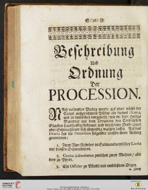 Beschreibung und Ordnung der Procession