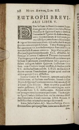 Eutropii Breviarii Liber V.