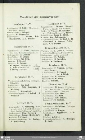 Vorstände der Bezirksvereine.