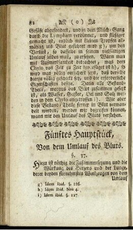 Fünftes Hauptstück, von dem Umlauf des Bluts.
