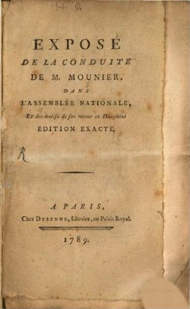 Exposé de la conduite de M. M. dans l'assemblée nat.