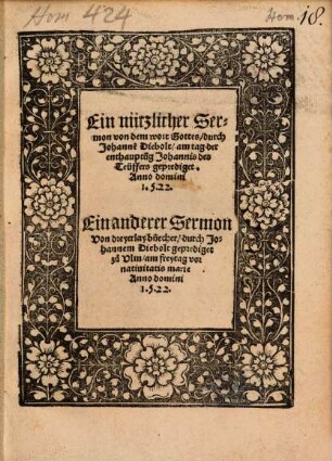 Ein nützlicher Sermon von dem wort Gottes