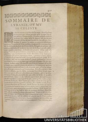Sommaire De L'Vranie, Ou Muse Celeste.