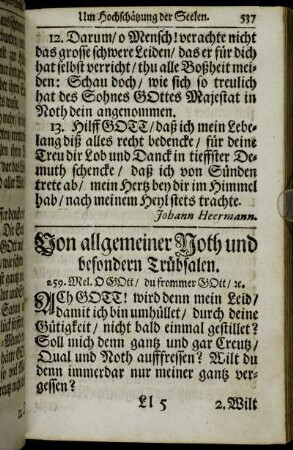 Von allgemeiner Noth und besondern Trübsalen.
