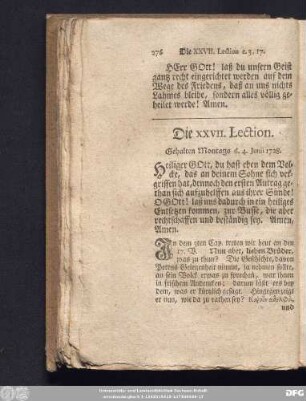 Die XXVII. Lection. Gehalten Montags d. 4. Junii 1728.