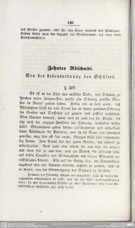 Zehnter Abschnitt. Von der Lebensordnung des Schülers