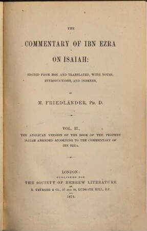 Perush rabenu Avraham ibn ʿEzra ʿal Yeshaʿyah : ʿal-pi kitve-yad, II