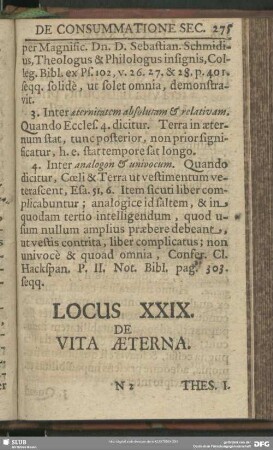 Locus XXIX. De Vita Aeterna