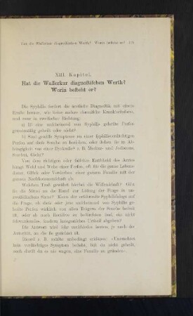 XIII. Kapitel. Hat die Wasserkur diagnostischen Werth? Worin besteht er?