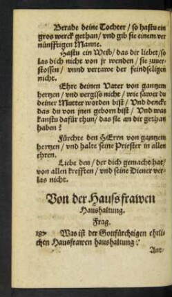 Von der Haussfrawen Haushaltung.