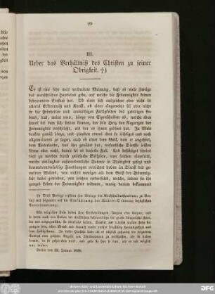 III. Ueber das Verhältniß des Christen zu seiner Obrigkeit.