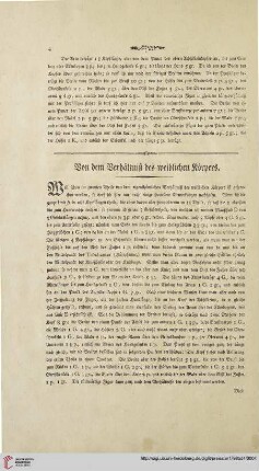 Von dem Verhältniß des weiblichen Körpers